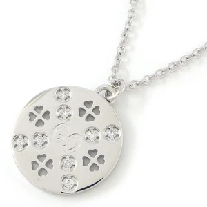 GUCCI Collar Icono Amor Forever GG Logo Trébol Círculo Redondo Diamante 750WG - Imagen 1 de 7
