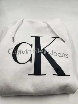 Calvin Klein White Hooded Sweatshirt Size Large - Image 1 of 4