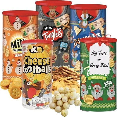 Jacobs & KP Christmas Snack Tubs - Assorted Crackers and Cheese Footballs Hamper - Image 1 of 3