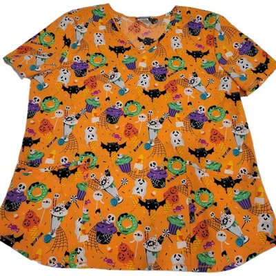 Scrubstar Women's V-Neck Halloween Theme Scrub Top Size XL - Image 1 of 4