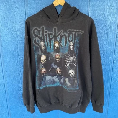 2006 Slipknot Hooded Size Large Double Sided Hoodie Pullover Black & Blue - Image 1 of 4