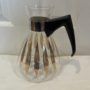 Vintage PYREX Carafe MCM Atomic Coffee Pot 8 Cup Gold Atomic - Picture 1 of 6