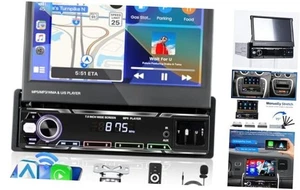 7 Inch Single Din Motorized HD Touchscreen Car Stereo with Wireless CarPlay  - Picture 1 of 8
