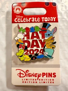 Disney Celebrate Today HAT DAY 2024 PIN LE2000 MAD HATTER STITCH DUMBO MARIE PAN - Picture 1 of 1