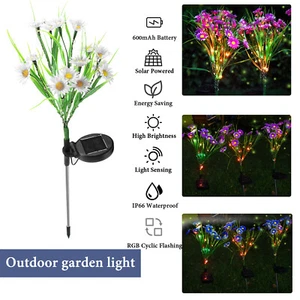 LED Solar Flower Light Ground Lamp Outdoor Waterproof Dusk-to-Dawn Garden Decor - Picture 1 of 72