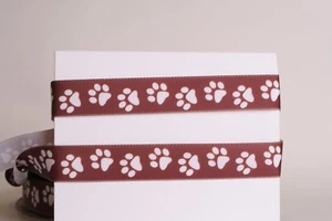 LOVELY PAW BROWN 7/8" Grosgrain Ribbon 1,3,5,10 Yards SHIP FROM US HAIRBOW - Picture 1 of 1