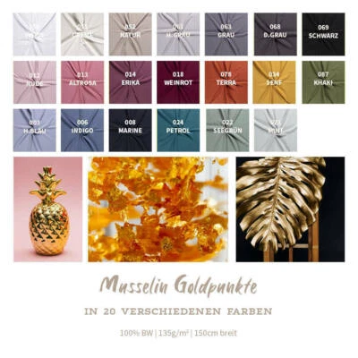 Musselin Meterware Punkte Gold - Musselinstoff, Windelstoff, Babycotton *Ab 25cm - Bild 1 von 4