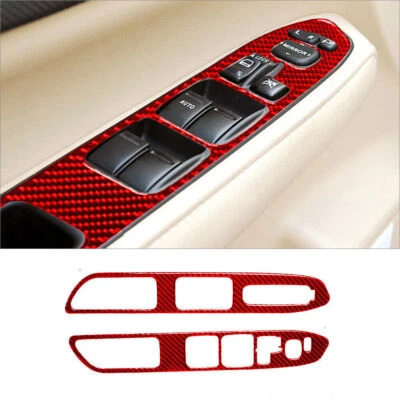 Cubierta de control de ventana delantera de coche de fibra de carbono roja para Subaru Forester 2005-08 Foto 1 de 4