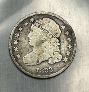 1833 Capped Bust Dime  Fine Details 90% US Silver Type Coin-Zm