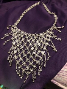 Beautiful Silver Necklace Heavy Never Tarnishes From India New 20 Plus Years Old - Picture 1 of 12