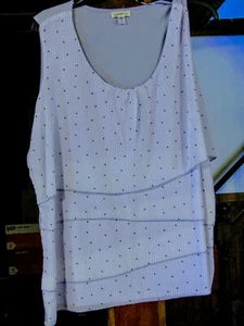 "JACLYN SMITH" PLUS WOMANS 1X PERIWINKLE BLUE/WHITE 3 LAYER RUFFLE TANK TOP NWT - Picture 1 of 2