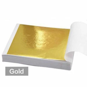100 Sheets Gold Silver Foil Leaf Paper Cake Food Art Gilding DIY Craft Decor UK - Picture 1 of 22