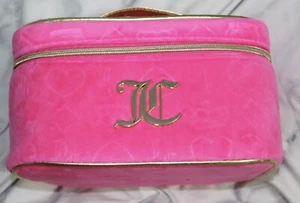 Juicy Couture Pink Velour With Gold Logo Cosmetic Travel Makeup Case Bag - Picture 1 of 6