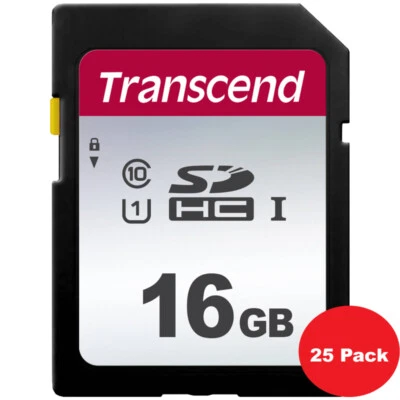 25 Pieces Transcend 16GB SDHC UHS-1 Class 10 Secure Digital Memory Card   - Image 1 of 3