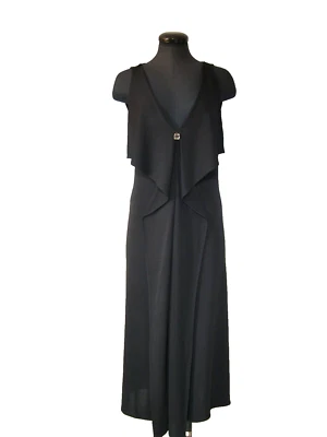 Vestido vintage Marc Bouwer, maxi negro Y2K, volante delantero, formal, vestido. Mediano Foto 1 de 4