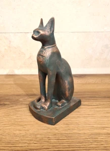 Goddess Cat Bastet W/ Eye of Horus & Scarab Statue - Premium Broze Finish - Picture 1 of 11
