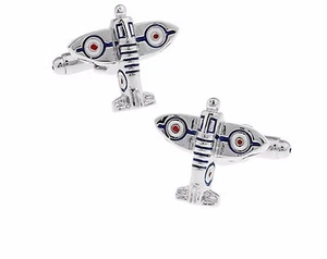 Quality Cufflinks 3D ww2 Fighter Plane silver Colour Cuff links aeroplane Flying - Picture 1 of 3