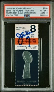 JIM MCMAHON BODY SLAMMED BY CHARLES MARTIN TICKET 11/23/1986 BEARS PSA 4 AUTO 10 - Picture 1 of 17