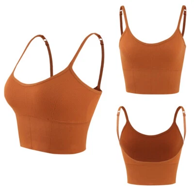 Mujeres Dama Formador Cuello en V Espalda Sin Espalda Bralette Sujetador Acolchado Yoga Top Cami Chaleco Foto 1 de 4