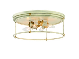 Minka Lavery Westchester County 4 Light Flush Mount, Farmhouse White / Gold Leaf - Picture 1 of 1