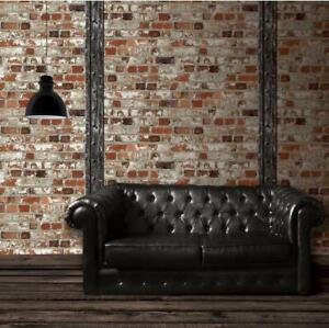 Rustic Loft Brick Wallpaper Realistic Beam Steel Rivets Industrial Effect Muriva