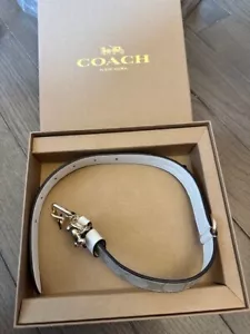 NEW COACH Dog Collar Size M Medium Light Khaki SIG Canvas Leather Gold Bone - Picture 1 of 1