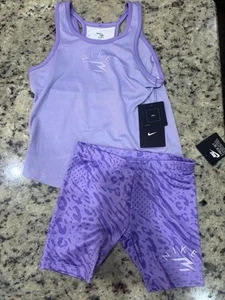 Nike Little Girls Purple Tank Bike Shorts Outfit Set NEW Size 6 - Picture 1 of 1