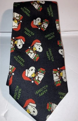 Corbata de Navidad Snoopy Woodstock Cacahuetes Felices Fiestas Temporadas Saludos Foto 1 de 4