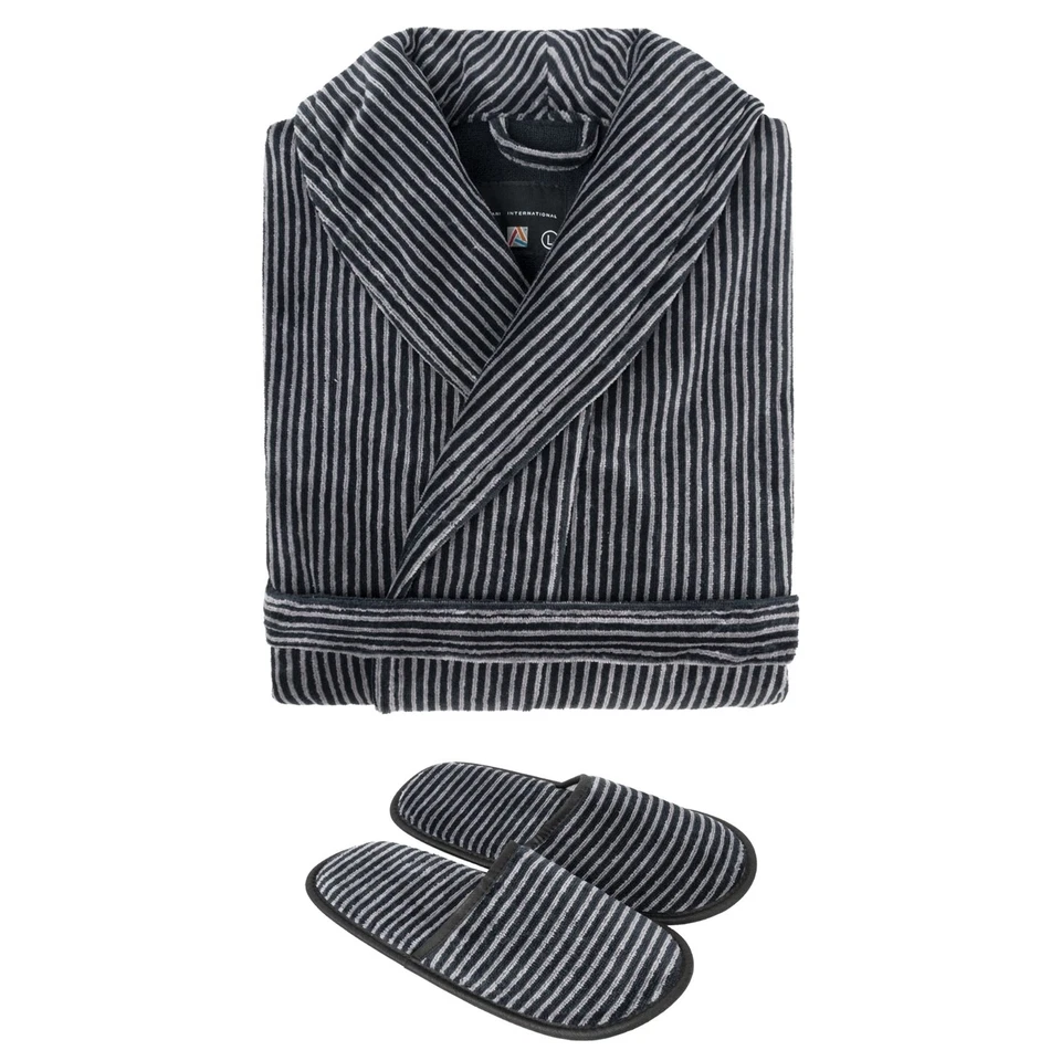 Roupão de banho e chinelos masculinos Armani International de algodão egípcio de veludo – Místico - Imagem 1 de 1