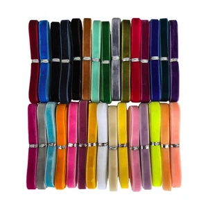 Chenkou Craft 30 Yards 1/4" Velvet Ribbon Total 30 Colors Assorted Lots Bulk ... - Picture 1 of 7
