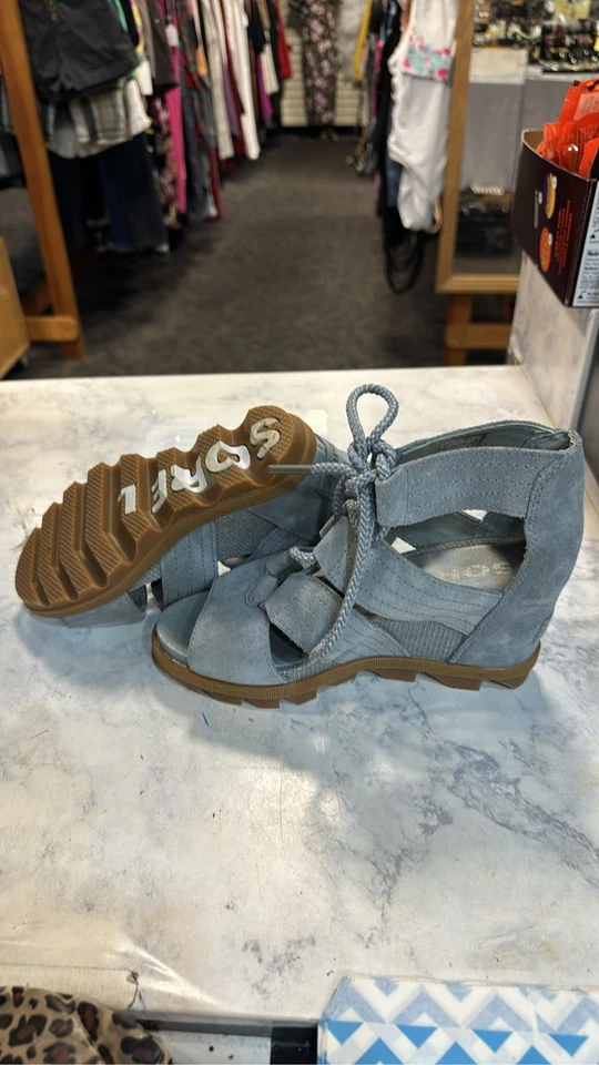 Sorel Women's Blue Suede Strappy Gladiator Wedge Sandals Sz 6 - Image 1 of 1