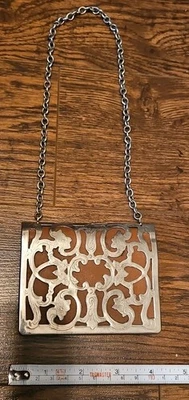 Antiguo estuche de tarjetas de visita alemán Art Nouveau cartera de baile filigrana, LEER  Foto 1 de 4