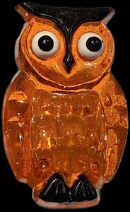Vintage MCM Glitter Lucite Owl Nightlight Orange Working - Picture 1 of 15