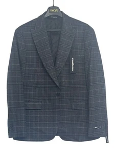 Karl Lagerfeld Paris Mens Modern fit Sport Coat Blazer 42 L Black Plaid Stretch - Picture 1 of 3