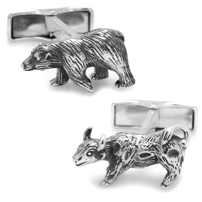 Sterling Bull and Bear Cufflinks - Image 1 of 4