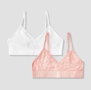 Girls' 2pk Cat & Jack XL Seamless Bralettes Pink & White - New! - Picture 1 of 5