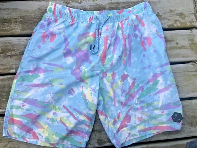NEFF Men’s Size XLMulticolored Tie-dye Board Shorts Swim Trunks Striped - Imagem 1 de 4