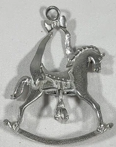 Seltenes Vintage Zinn Schaukelpferd 2" Weihnachtsschmuck - Bild 1 von 2