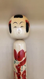 Vintage signierte große (14,5") handbemalte japanische Kokeshi Puppe hervorragender Zustand - Bild 1 von 10