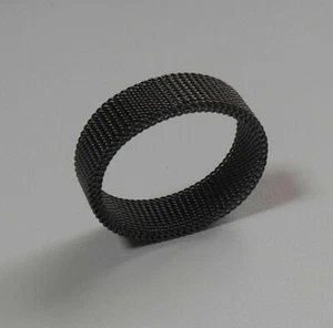 Men's Flexible Stainless Steel Woven Mesh Black Screen Ring - Picture 1 of 3