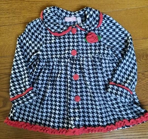Kids Headquarters Toddler Girls 4T Coat Black/White Houndstooth Red Trim Jacket - Picture 1 of 6