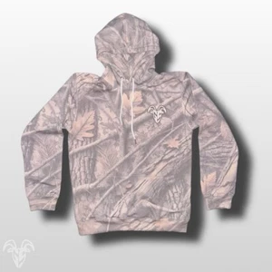 Goat Strength Vintage Camo Hoodie - White Washed Acid Washed Camouflage Sweater - Picture 1 of 2