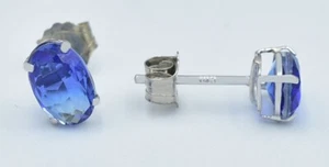 LAB CREATED 2.16 Cts TOURMALINE STUD EARRINGS 14K WHITE GOLD - New With Tag - Picture 1 of 8