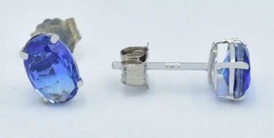 LAB CREATED 2.16 Cts TOURMALINE STUD EARRINGS 14K WHITE GOLD - New With Tag - Image 1 of 4