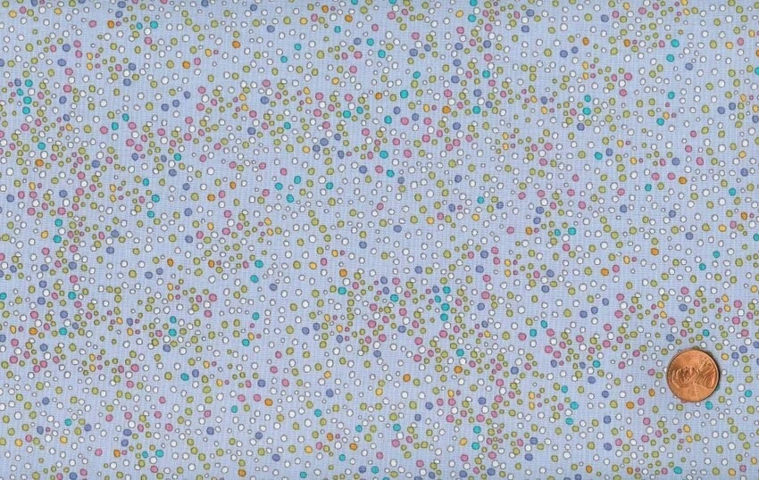 CLEARANCE - 2YD 'FROGGIN' MINI COLORED BUBBLES ON BLUE FABRIC - CLOTHWORKS - Image 1 of 1