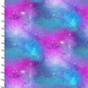 Starlight Star Cosmic Sky Tessuto di cotone glitter - Foto 1 di 2