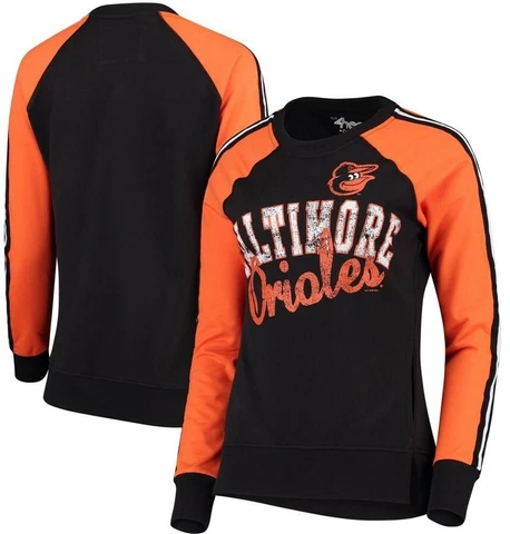 Baltimore Orioles G-III 4Her Perfect Pitch Black Orange Pullover Sweatshirt Cover