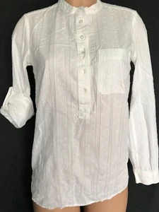 GAP -Womens XS- Roll Tab - Swiss Dot- Mock, 1/2 Button- Tunic- Solid White Top - Picture 1 of 5