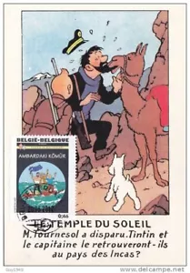 Belgium TINTIN & SNOWY “SUN TEMPLE” Card with FDC Cancel-2012-COMICS-Tim&Struppi - Picture 1 of 1