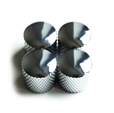 Telecaster Tele Metal Tone and Volume Knurled Push Fit Knobs - Chrome - Image 1 of 2